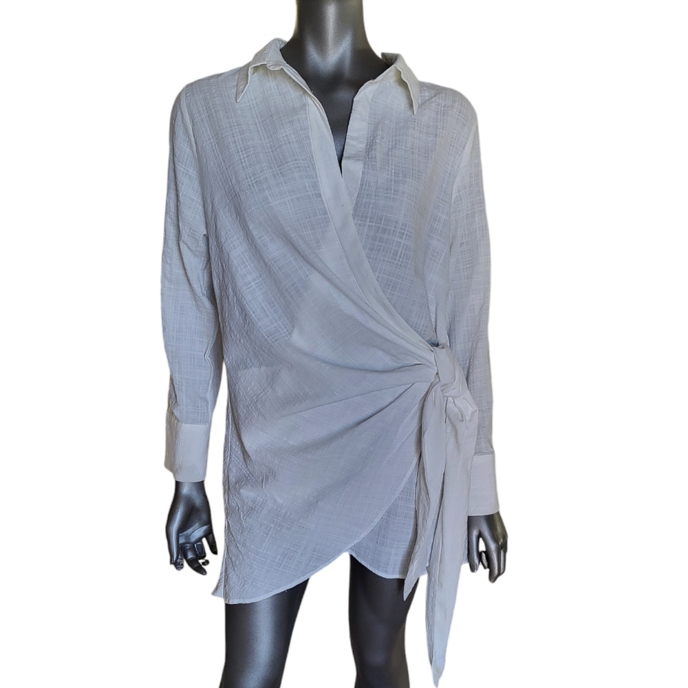 168. Zara Off White Wrap Top/Blouse - Size Large